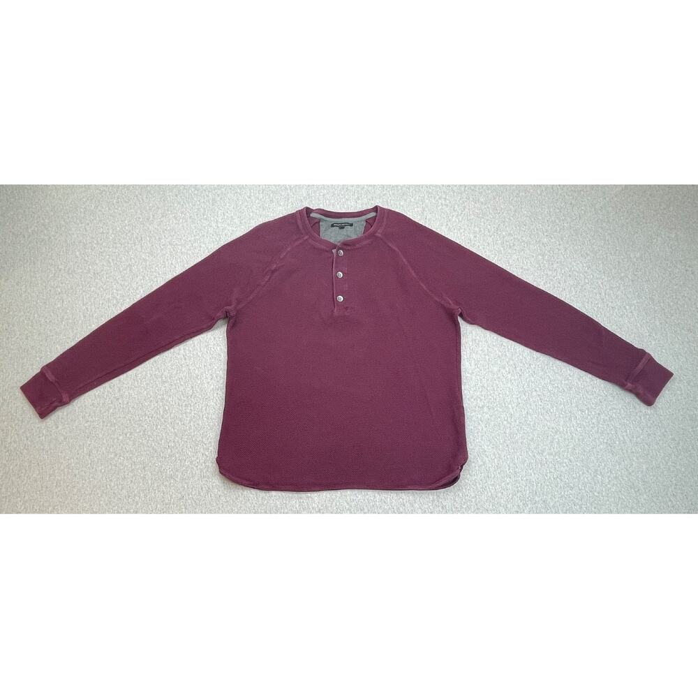 Banana Republic Shirt Mens XL Red 100% Cotton Thermal Waffle Henley